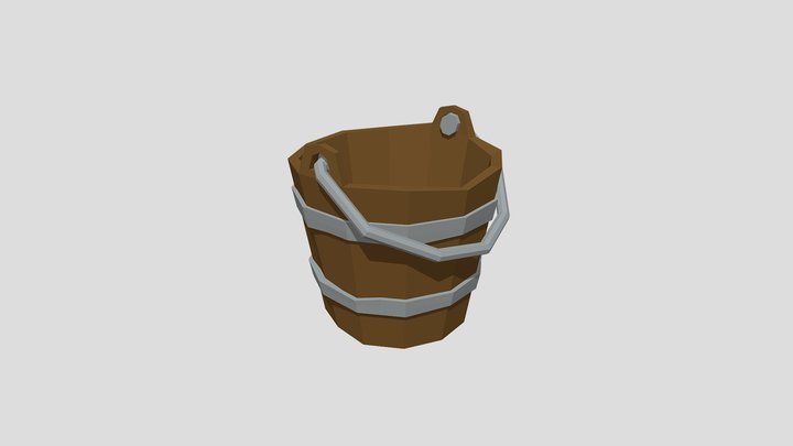 Wooden Bucket - LowPoly - 3D Model