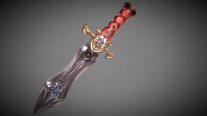 Ancient Crystal Dagger 3D Model