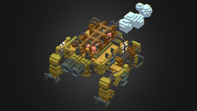 The concept of voxel walking tank 3D Model