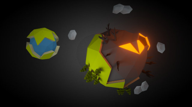 Lowpoly planet - Burned alive 3D Model