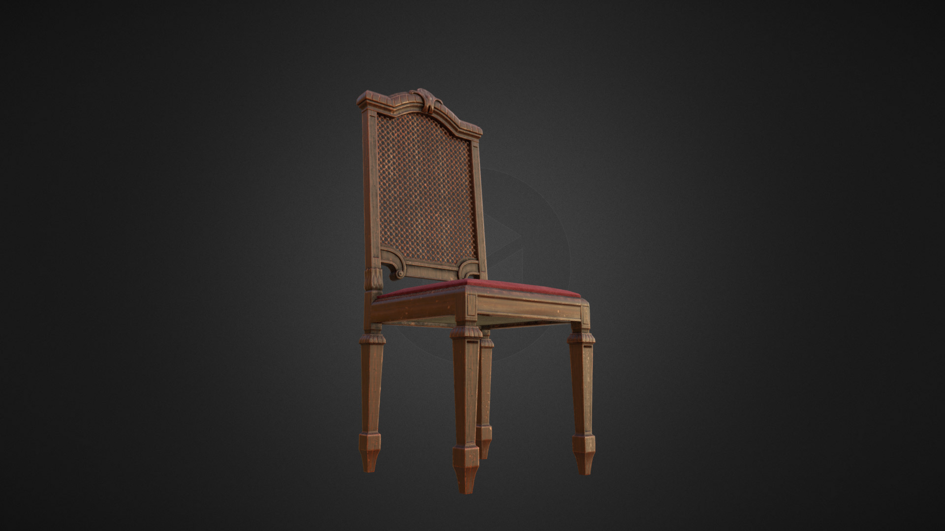 3D model Antique small chair - This is a 3D model of the Antique small chair. The 3D model is about a chair with a table.