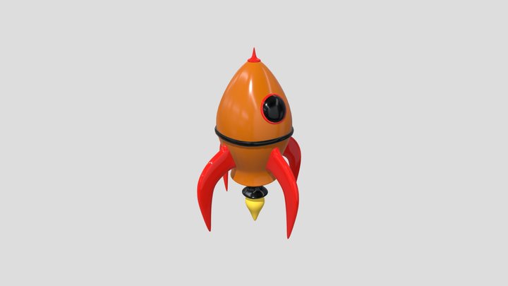 Space Retro Rocket 3D Model