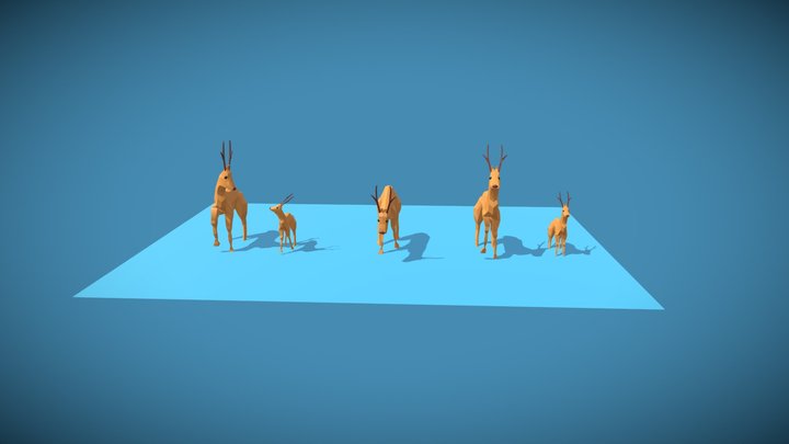 Low-poly Deer asset pack 3D Model