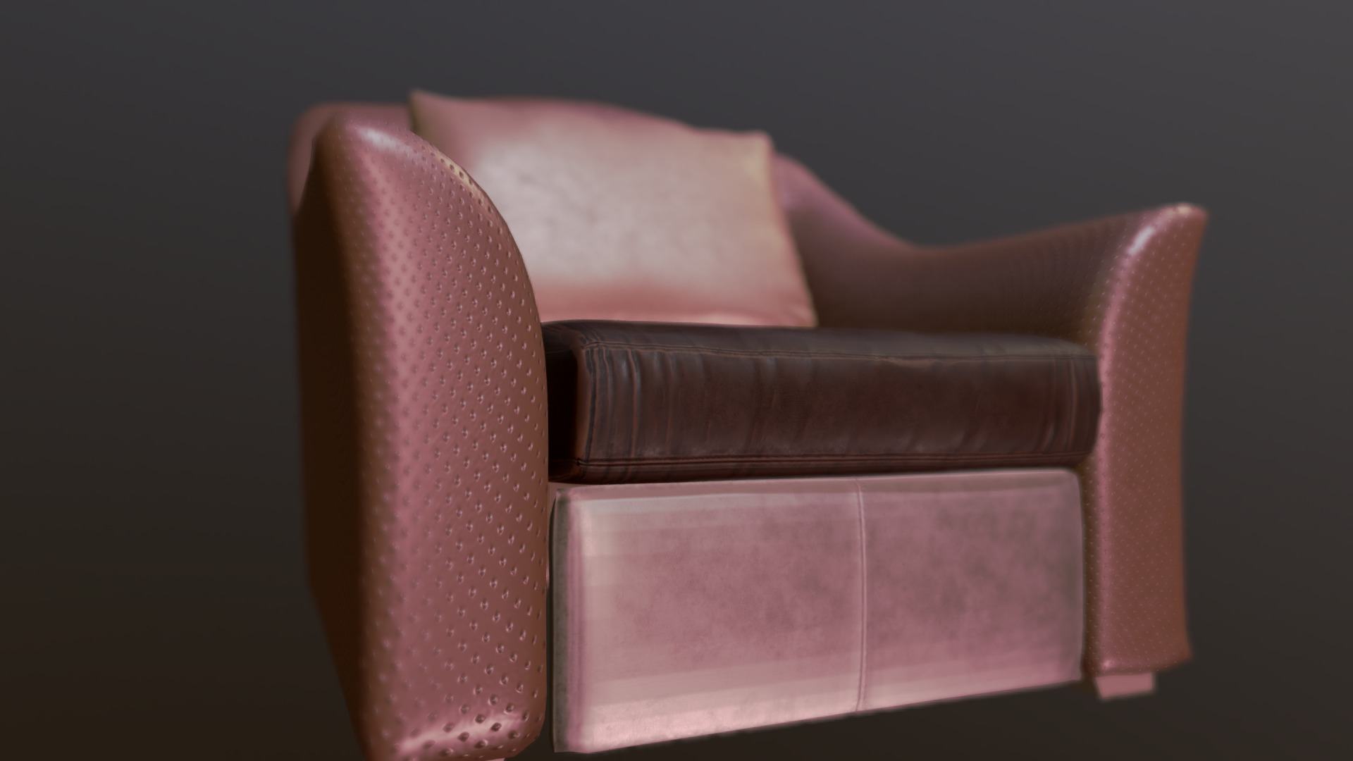 3D model Arm Sofa - This is a 3D model of the Arm Sofa. The 3D model is about a pink couch with a white pillow.