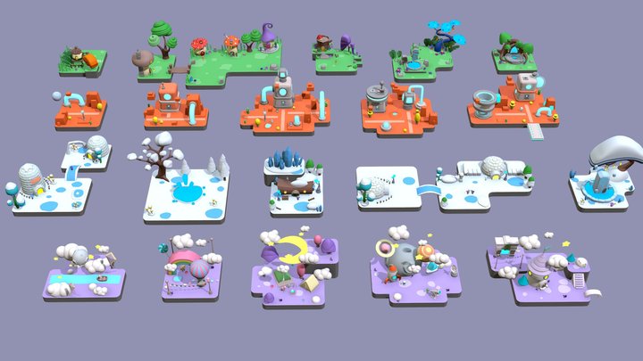 Fantasy Islands Exteriors Low Poly 3D Model