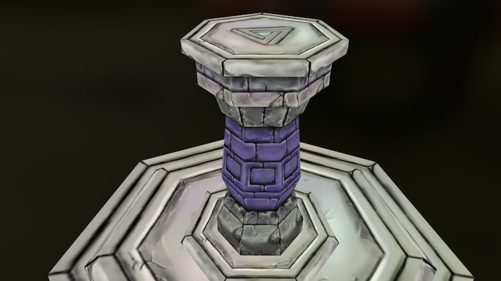 Hand Painted Low Poly Stone Column 3D Model