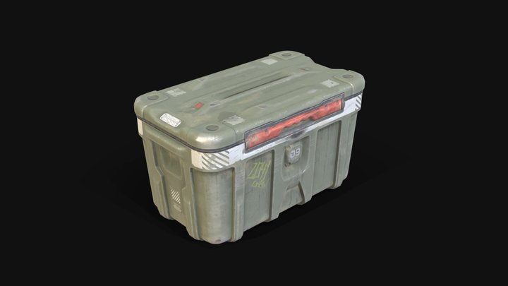 Low poly Green crate 09 3D Model