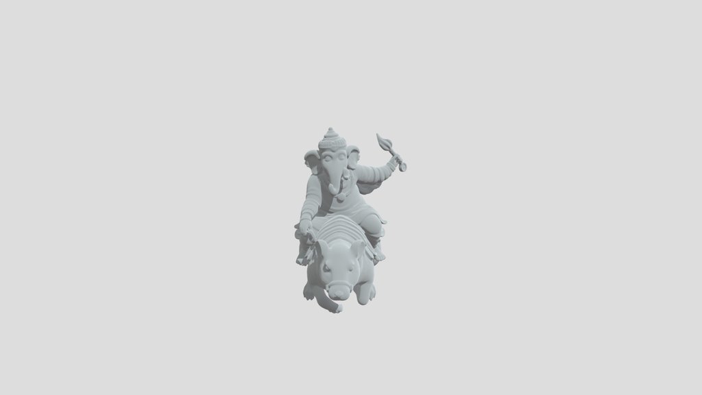 Ganesha riding Krauncha, both petrified