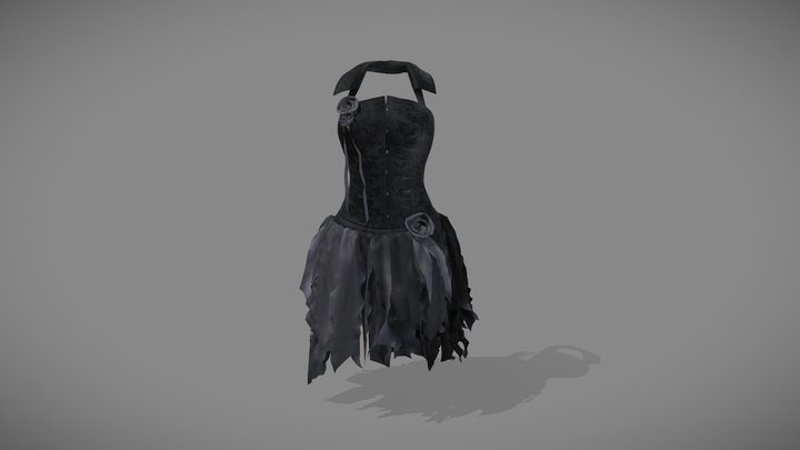 Female Black Burlesque Corset Dress 3D Model