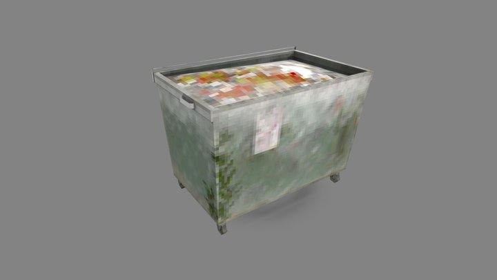 PS1 Style Dumpster covered by Snow & leaves 3D Model