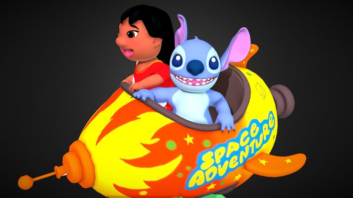 Lilo, Stitch and the Rocket 3D Model