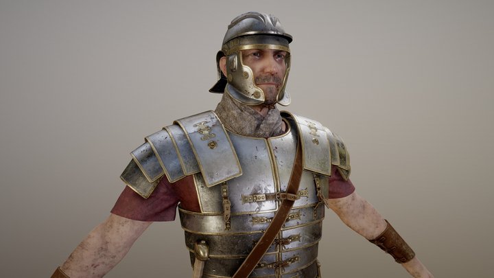 Roman Legionary Soldier with Lorica Segmentata 3D Model