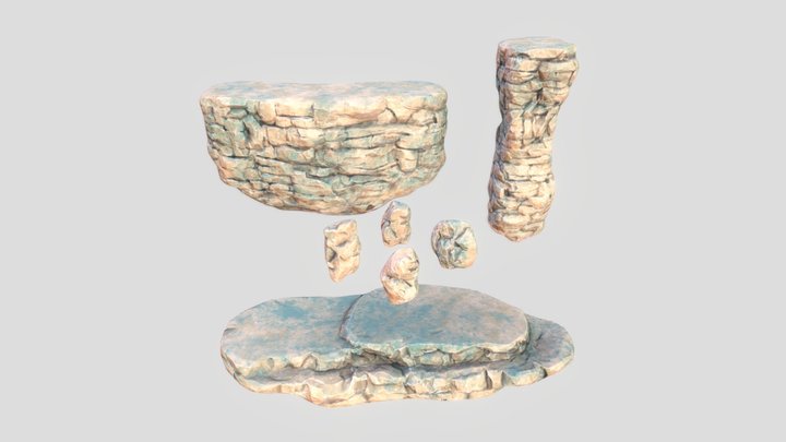 Stylized landscape rocks pack 3D Model