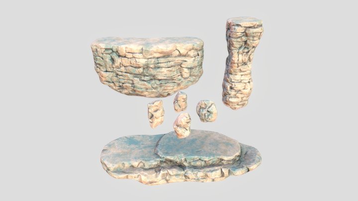 Stylized landscape rocks pack 3D Model