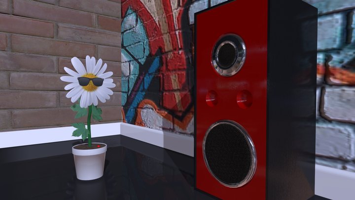 DANCING FLOWER POT & SPEAKER SOUND VISUALISATION 3D Model