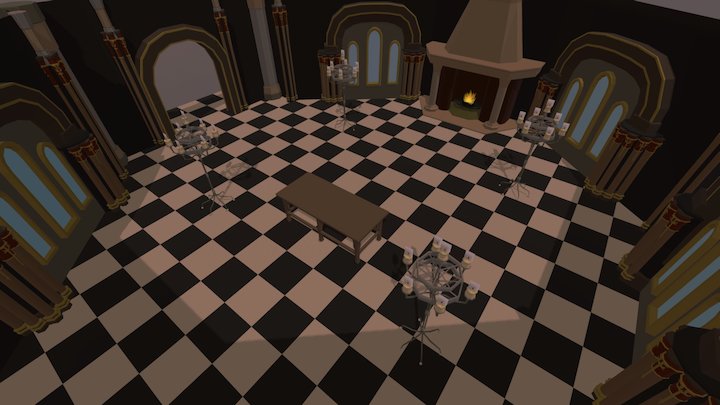 Castle Interior Hall 3D Model