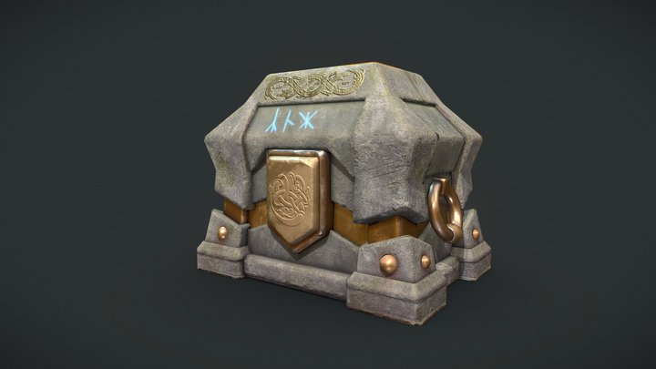 Fantasy stone chest 3D Model