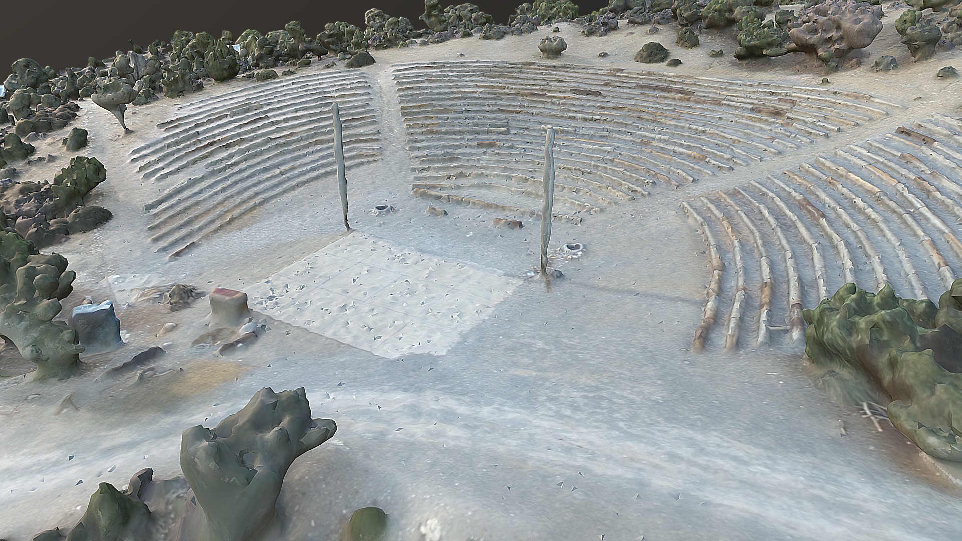 3D model GRADD 3D model / Kimball Amphitheater, Las Vegas - This is a 3D model of the GRADD 3D model / Kimball Amphitheater, Las Vegas. The 3D model is about a rocky area with a fence.