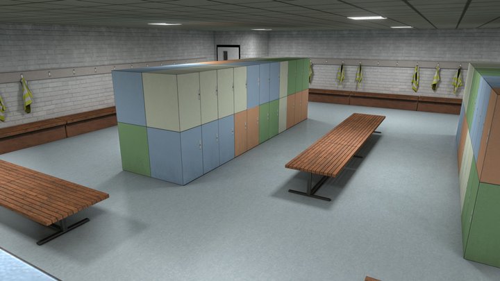 Stylized Locker Room 3D Model