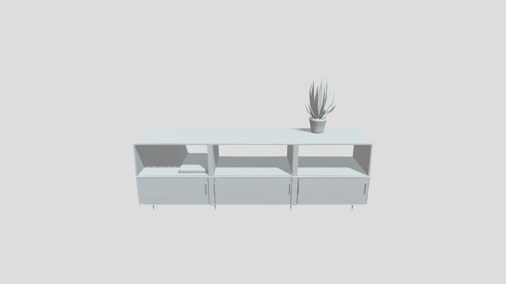 A wooden TV stand