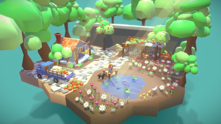 Low Poly Farm 3D Model