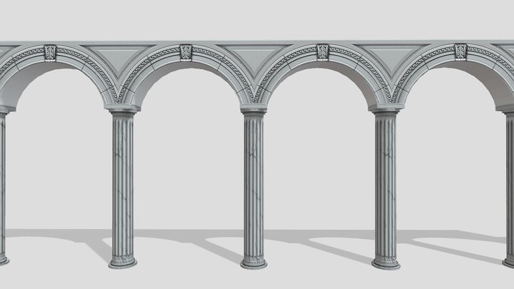 Columns with Arches (Tileable) 3D Model
