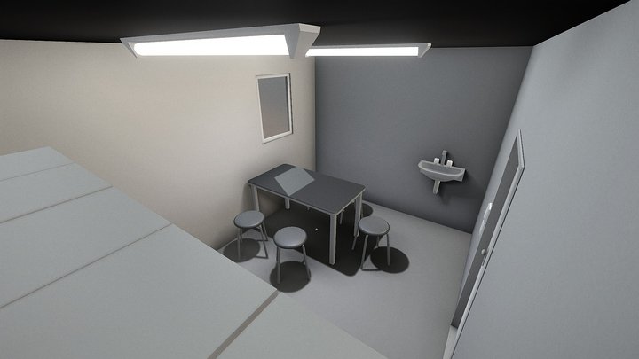 Low-poly break room (animated) 3D Model