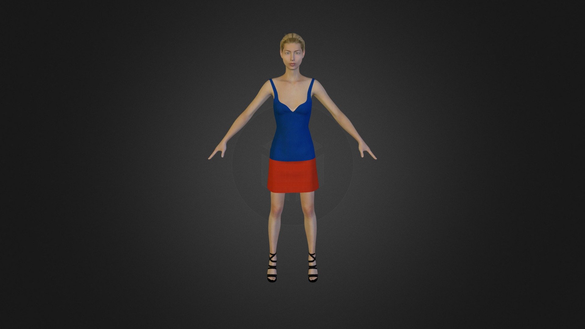 Top Blue - Skirt Orange
