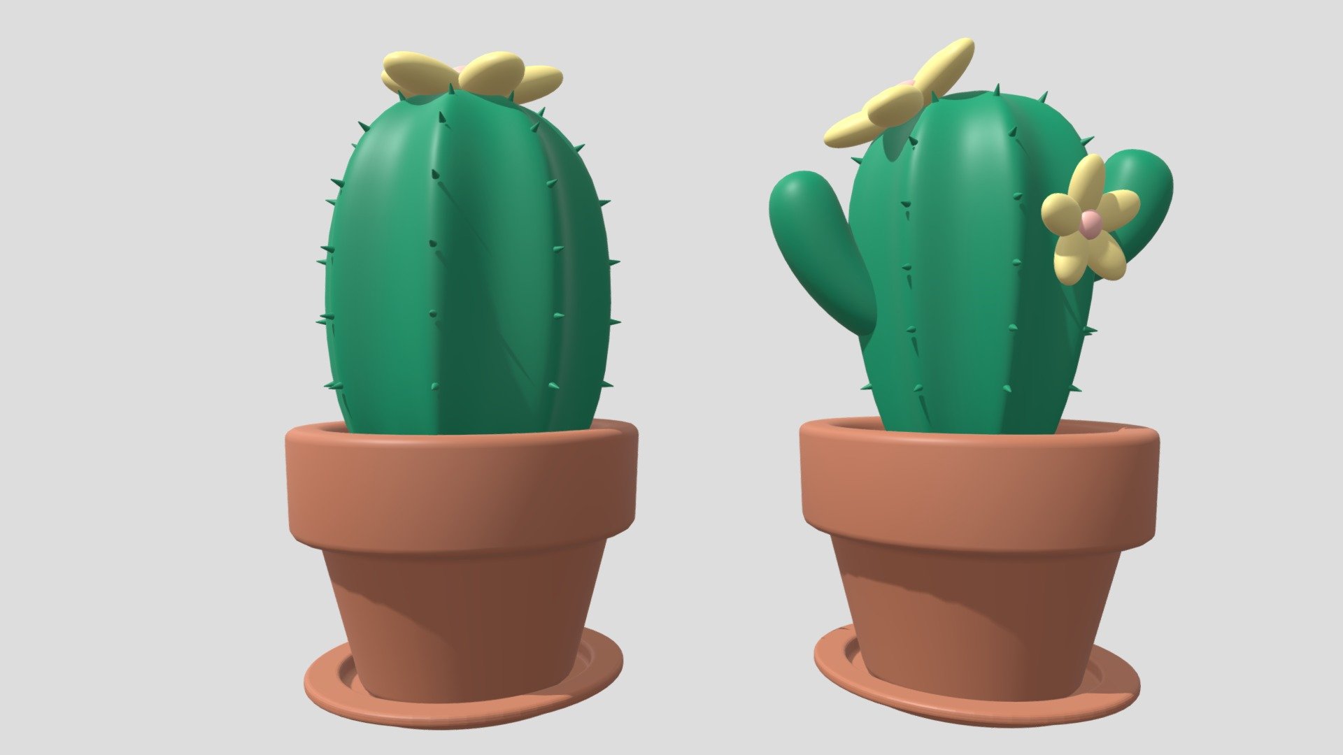 Cartoon Cactus and Pot - Buy Royalty Free 3D model by Philip Storm ...
