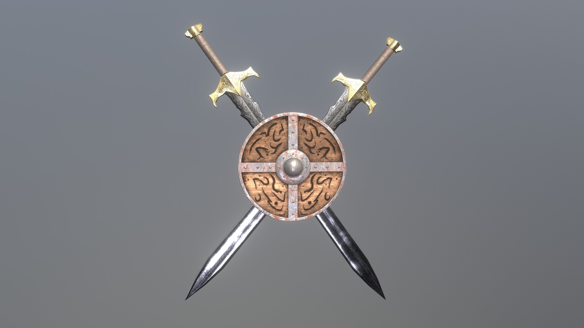 3D model Sword And Shield - This is a 3D model of the Sword And Shield. The 3D model is about a close-up of a compass.