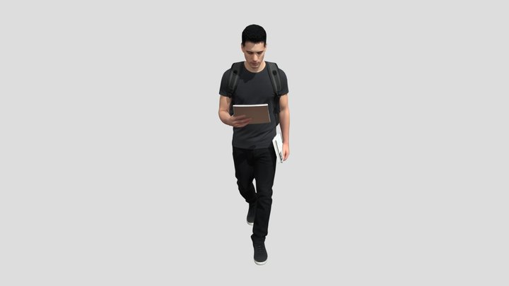 Student with Backpack and Notebook – Kostenloses 3D-Modell STL