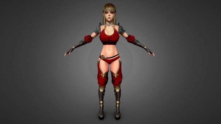 Blonde Female Game Character 3D Model