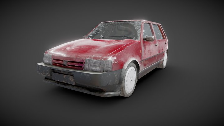 Fiat Uno 1994 (LOW POLY AND FREE) 3D Model