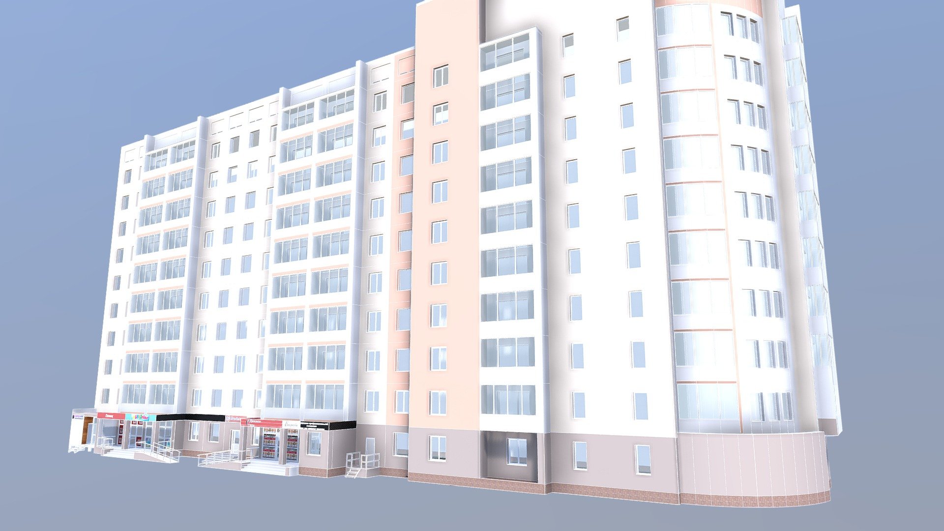 девятиэтажный квартирный дом - Download Free 3D model by mamont nikita ...