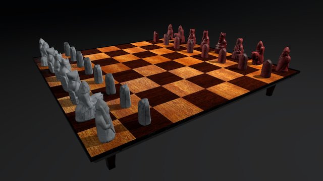 Lewis Chessmen set in Medieval Engineers 3D Model