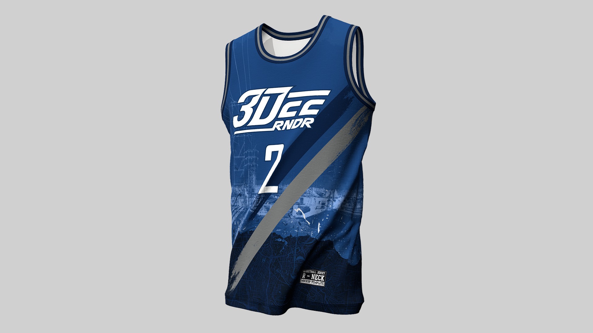 3D model Basketball Jersey Round Neck V2 - This is a 3D model of the Basketball Jersey Round Neck V2. The 3D model is about a blue bag with a logo.