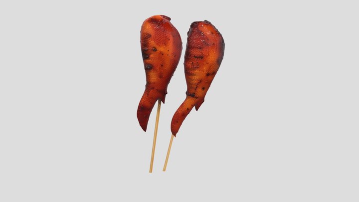 Grilled Chicken Wings On Skewers 3D Model