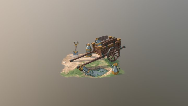 [Student Work] The  Dwarf's cart and 3 objects 3D Model