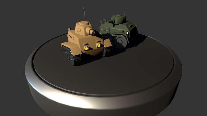 Low Poly Toon Tanks for indie game development 3D Model