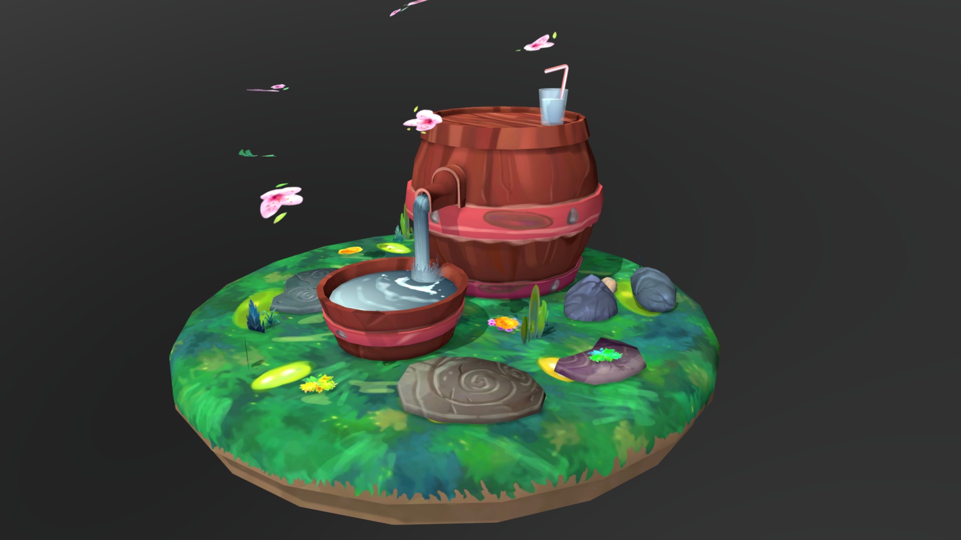 3D model Small barrel - This is a 3D model of the Small barrel. The 3D model is about a cake with candles on it.