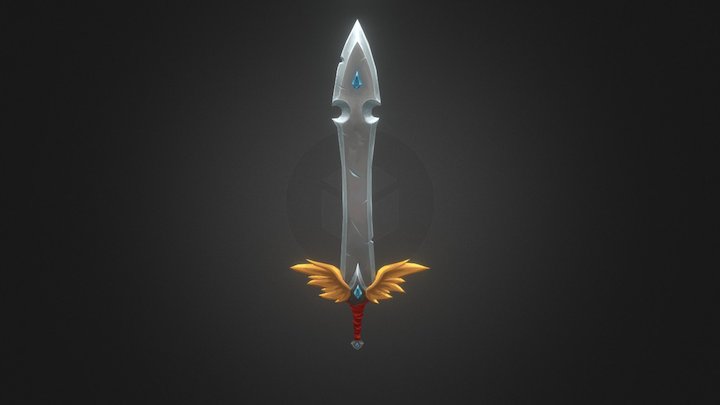 Hand Painted Fantasy Sword 3D Model