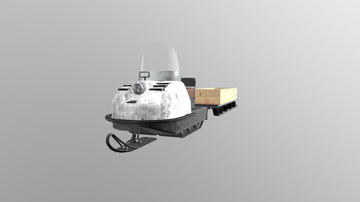 Snowmobile_buran_and sled 3D Model