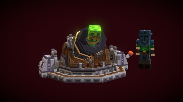 3D model Minecraft Creeper Deluxe VR / AR / low-poly