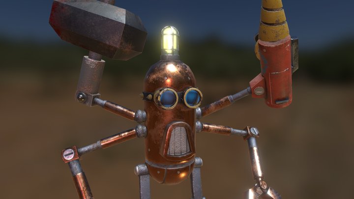Steampunk Factory Worker 3D Model