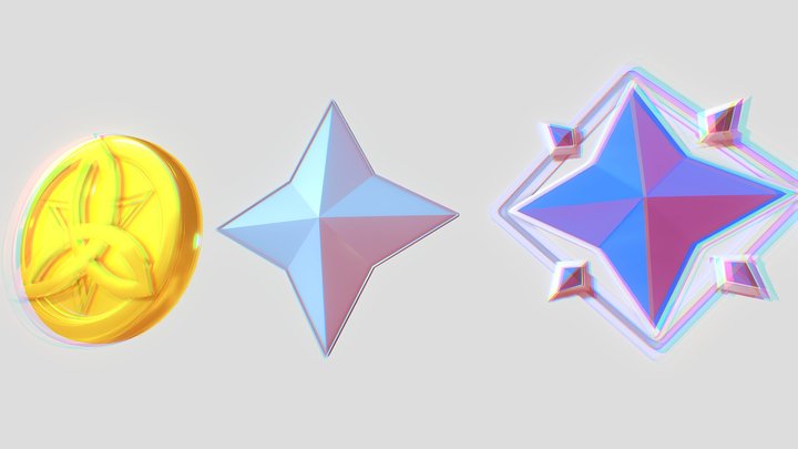 Primogem,Mora,Stardust from Genshin Impact FREE 3D Model