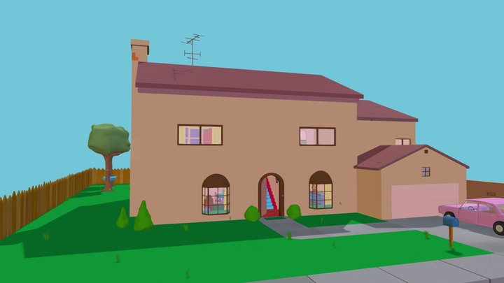 Maison du dessin animé les Simpson - RDC 3D Model