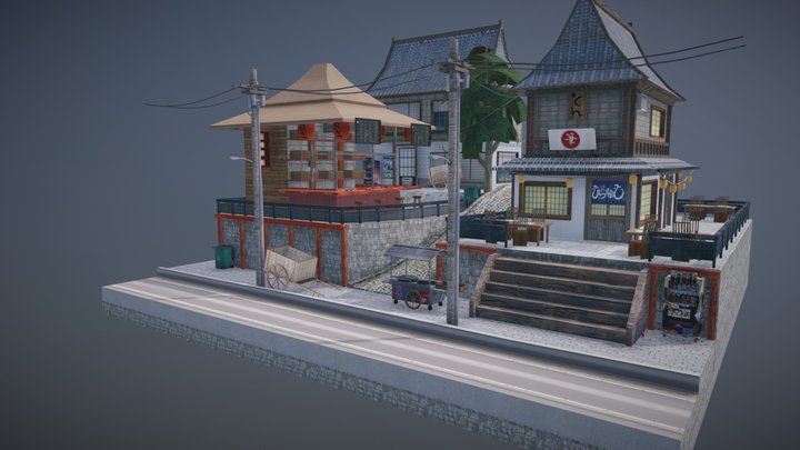 1DAE4 Kyoto city scene 3D Model