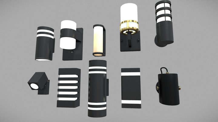 Low Poly Lamp Pack 3D Model