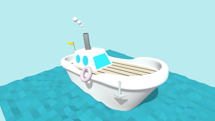 Low Poly Boat 3D Model