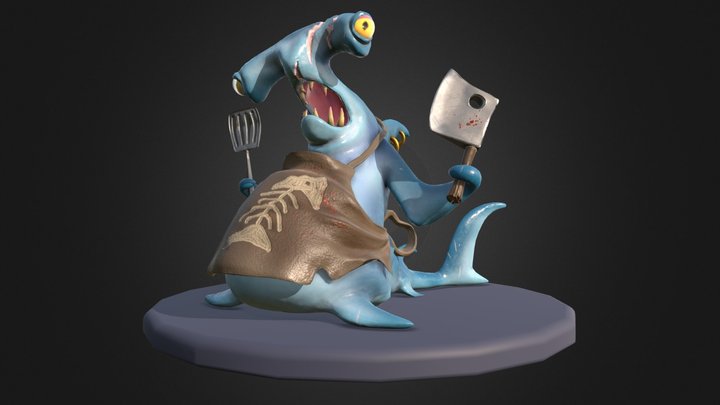 Stylized Shark Chef 3D Model